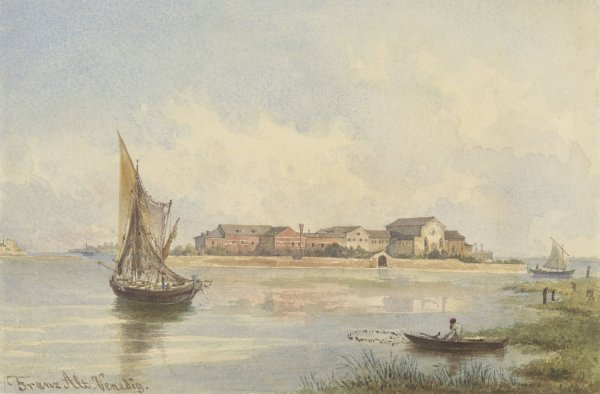 Gezicht op de Lagune te Venetie  by Franz Alt - Hand-Painted Oil Painting Reproduction