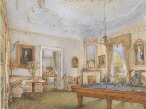Interieur mit Billard by Franz Alt Oil Painting