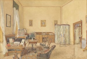 Interieur mit Vogelkafig by Franz Alt Oil Painting