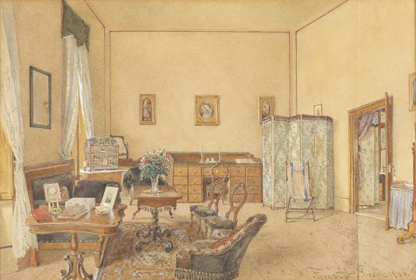 Interieur mit Vogelkafig  by Franz Alt - Hand-Painted Oil Painting Reproduction