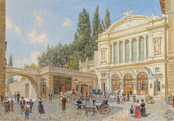 Nationaltheater in Rom  by Franz Alt - Hand-Painted Oil Painting Reproduction