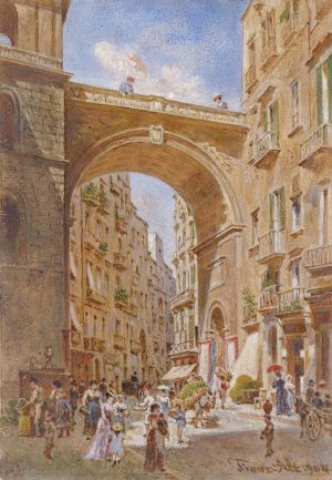 Neapel Chiaia-Brucke by Franz Alt Oil Painting
