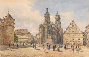 Stiftskirche Stuttgart by Franz Alt Oil Painting