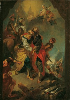 Abschied der Apostel Petrus und Paulus vor ihrem Martertod by Franz Anton Maulbertsch Oil Painting