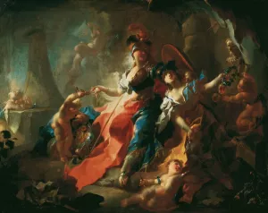Die Akademie mit ihren Attributen zu Fusen Minervas by Franz Anton Maulbertsch Oil Painting