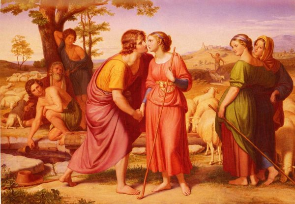 Jacob and Rachel at the Well by Franz August Schubert - Hand-Painted Oil Painting Reproduction