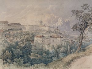 Blick uber Prag von Petrin aus by Franz Barbarini Oil Painting