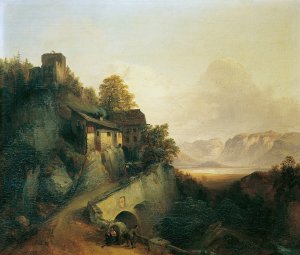 Gebirgsstrase in Tirol by Franz Barbarini Oil Painting