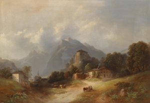 Landschaft by Franz Barbarini Oil Painting