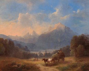 Scene Of The Salzkammergut by Franz Barbarini Oil Painting