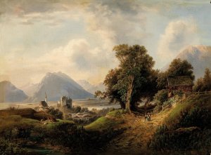 Shepherds Resting by Franz Barbarini Oil Painting