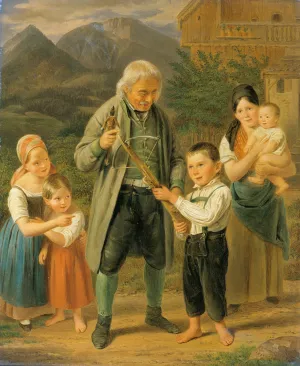 Unterricht im Bogenschiesen by Franz Bernhardt Oil Painting