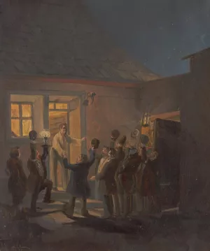 Nachtliche Studentenkundgebung 1848 by Franz Brudermann Oil Painting