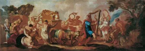 Die uberfuhrung der Bundeslade durch den singenden und tanzenden David by Franz Carl Remp Oil Painting