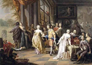 Elegant Company in an Interior Oil painting by Franz Christoph Janneck