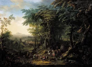 Travellers on a Forest Road by Franz Christoph Janneck - Oil Painting Reproduction