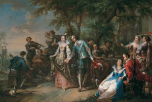 Unterhaltung im Freien mit Tanz by Franz Christoph Janneck Oil Painting