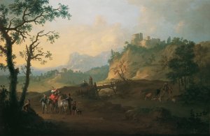 Italienische Landschaft by Franz De Paula Ferg Oil Painting