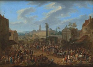 Jahrmarkt mit Tempel und Maibaum by Franz De Paula Ferg Oil Painting