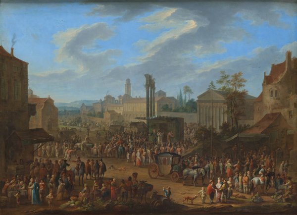 Jahrmarkt mit Tempel und Maibaum  by Franz De Paula Ferg - Hand-Painted Oil Painting Reproduction