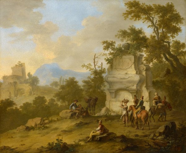 Landscape with Tomb and Horsemen II by Franz De Paula Ferg - Hand-Painted Oil Painting Reproduction