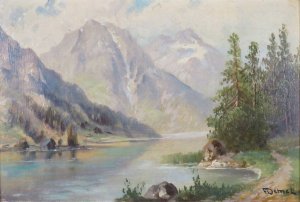 Gebirgssee by Franz Demel Oil Painting