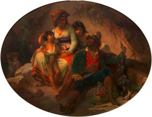 Romische Rauberfamilie by Franz Dobiaschofsky Oil Painting