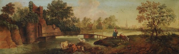 Landscape in the Morning  by Franz Feyerabend - Hand-Painted Oil Painting Reproduction