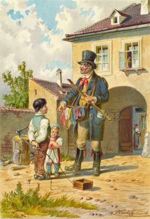 Der Bandelkramer by Franz Gerasch Oil Painting
