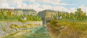 Die Elisabethbrucke uber den Wienflus by Franz Gerasch Oil Painting