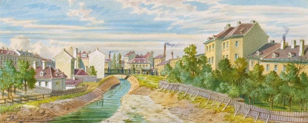 Main Product Photo of Die Magdalenenbrucke uber den Wienfluss Painting by Franz Gerasch