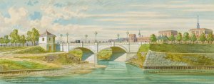 Die Radetzkybrucke uber den Wienfluss mit seiner Ausmundung in die Donau by Franz Gerasch Oil Painting