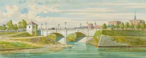 Die Radetzkybrucke uber den Wienfluss mit seiner Ausmundung in die Donau by Franz Gerasch Oil Painting