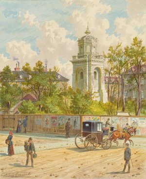 Die Wahringer Strase in Wien by Franz Gerasch Oil Painting