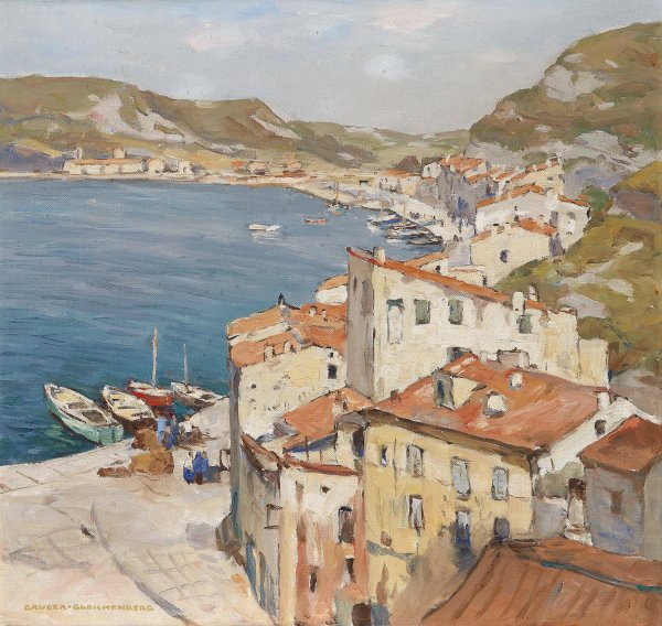 Main Product Photo of Hafen von Bonifacio Painting by Franz Gruber-Gleichenberg