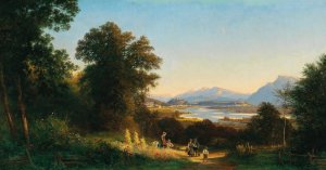 View of Salzburg as seen from Bergheim near Plein by Franz Hinterholzer Oil Painting