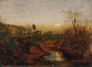 Abenddammerung in Moorlandschaft by Franz Hoffmann Von Fallersleben Oil Painting