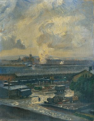Kohlenbahnhof der Nordbahn by Franz Hohenberger Oil Painting