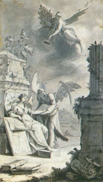 Main Product Photo of The Muse Clio Writing History Painting by Franz Ignaz Guenther