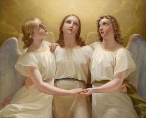 Three Guardian Angels by Franz Kadlik Oil Painting