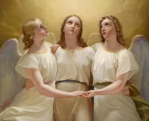 Three Guardian Angels by Franz Kadlik Oil Painting
