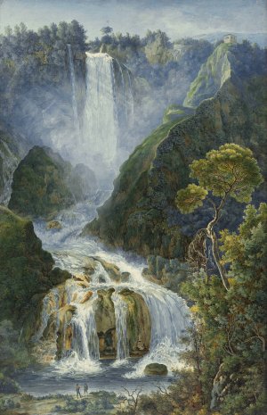 The Grand Waterfalls at Terni by Franz Kaisermann Oil Painting