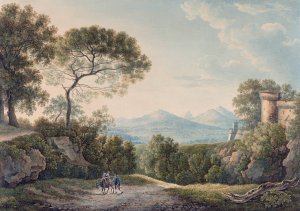 View from Tivoli across the Tiber Valley at Sunset by Franz Kaisermann Oil Painting
