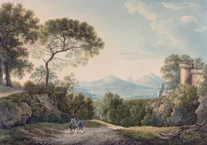 View from Tivoli across the Tiber Valley at Sunset by Franz Kaisermann Oil Painting