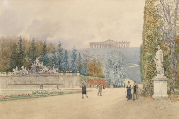 Main Product Photo of Parterre im Schonbrunner Schlosspark Painting by Franz Kopallik