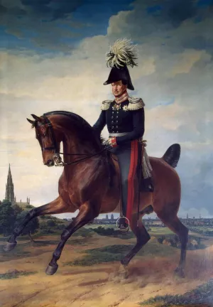 Equestrian Portrait of Frederick William III by Franz Krueger - Oil Painting Reproduction