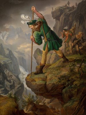 Das Ende der Gamsjagd by Franz Krammer Oil Painting