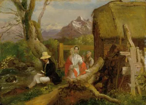 Der Maler und Spazierganger in der Landschaft Oil painting by Franz Krammer