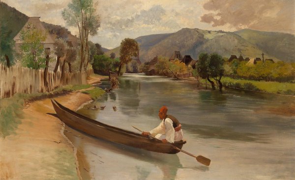 Am Flussufer by Franz Leo Ruben - Hand-Painted Oil Painting Reproduction