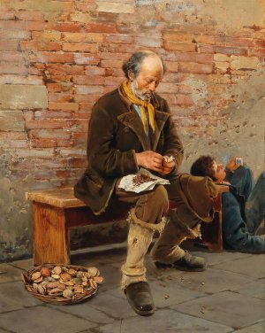 Mussel Seller Taking a Break by Franz Leo Ruben Oil Painting
